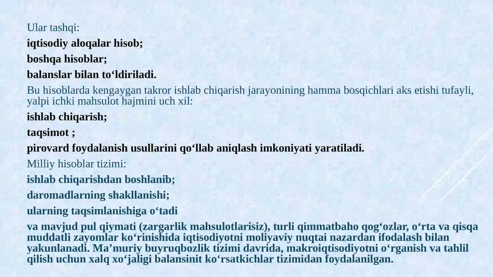 Milliy hisoblar tizimi va makroiqtisodiy koʼrsatkichlar tizimi 4