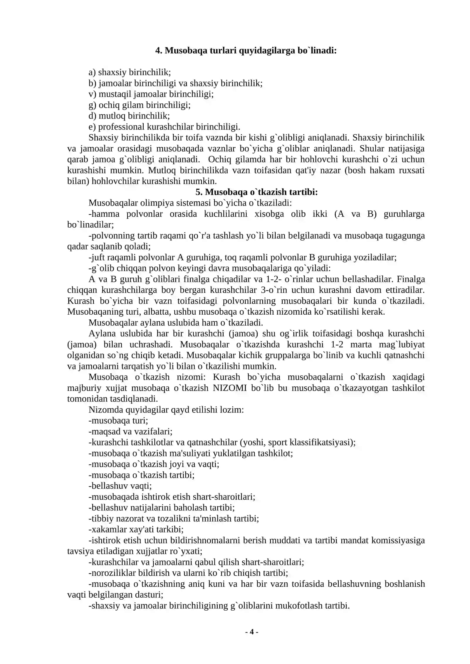 Kurash musobaqalarini tashkil etish va o`tkazish 4