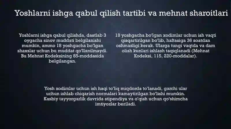 Yoshlar mehnatining huquqiy asoslari va kafolatlari 4