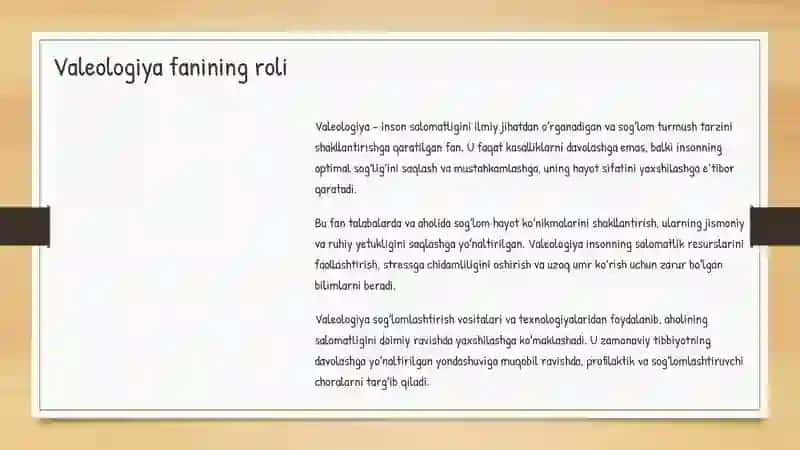 Jamoat salomatligi va valeologiya: Aholining sogʻlomlik darajasini oshirish yoʻllari 4