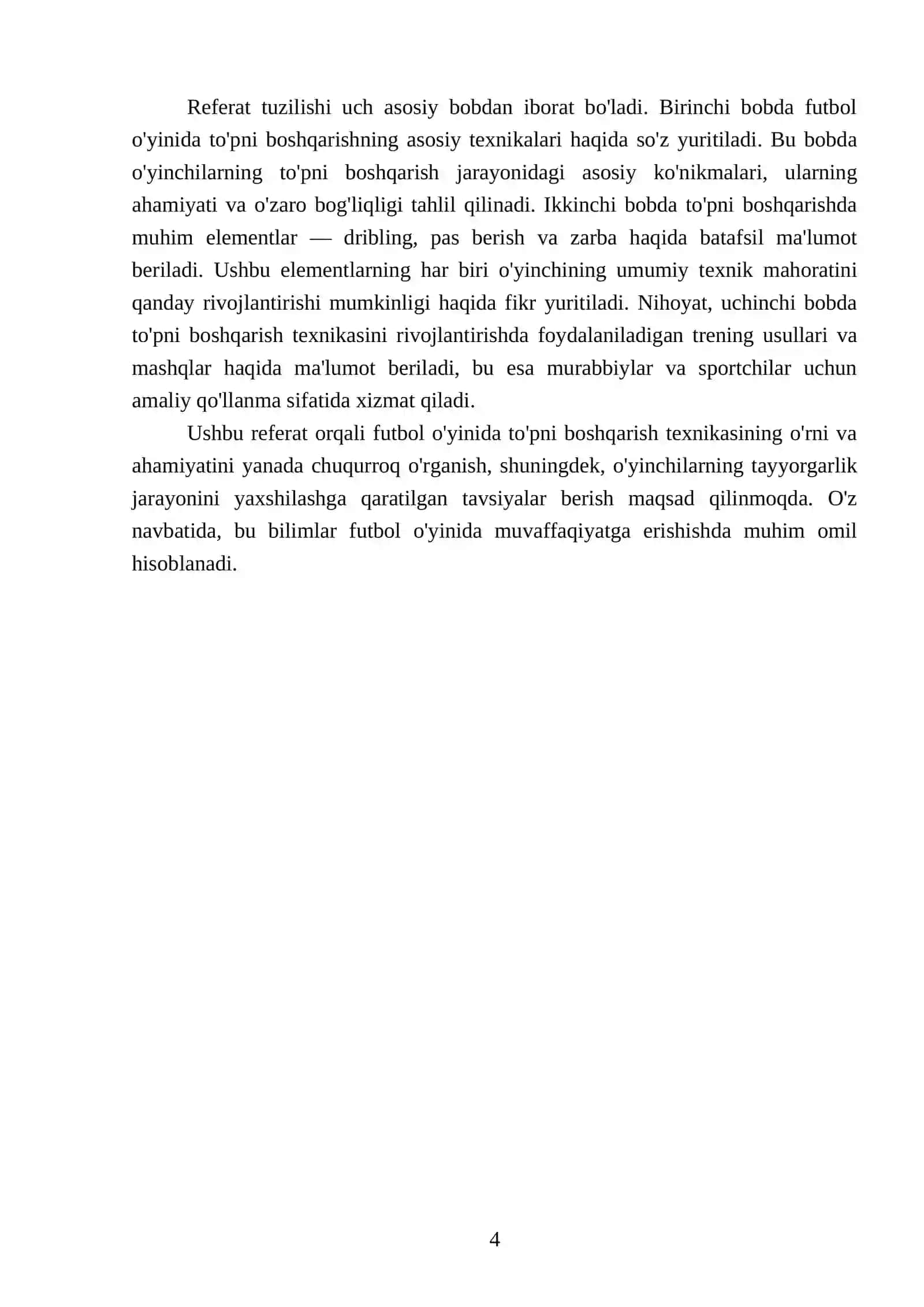 Futbol óyinida tópni boshqarish texnikasini órgatish 4