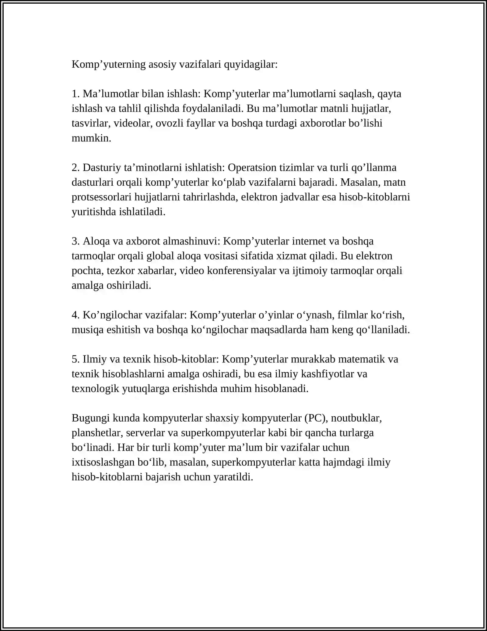 KOMPYUTER VA UNING ASOSLARI 4