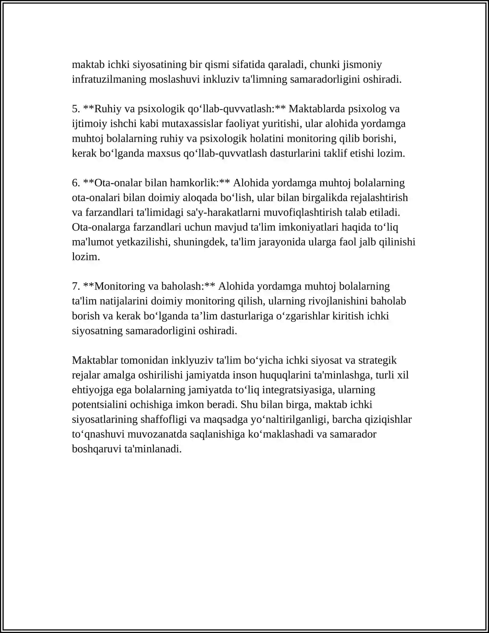 ALOHIDA YORDAMGA MUHTOJ BOLANI SAMARALI INKLUZIYASI UCHUN ICHKI SHAROITLAR 4