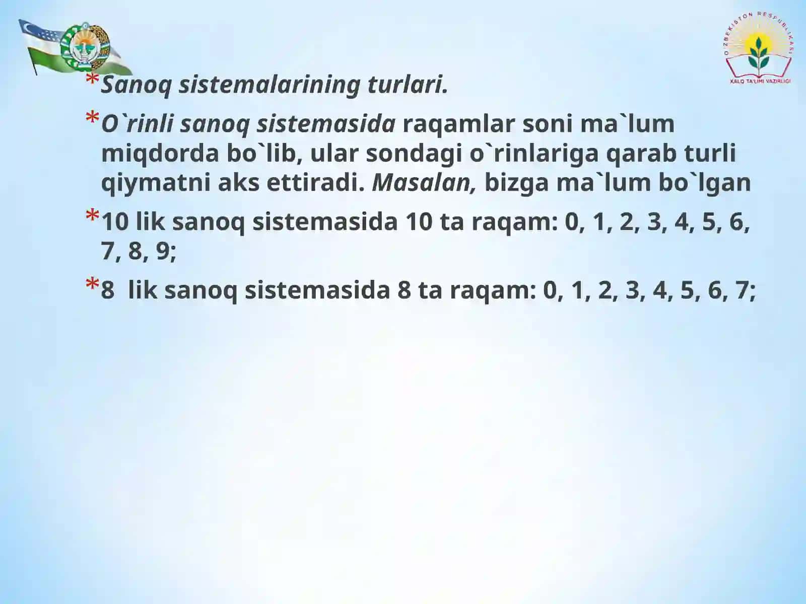 Sanoq Sistemalari Haqida Ma`lumot 4