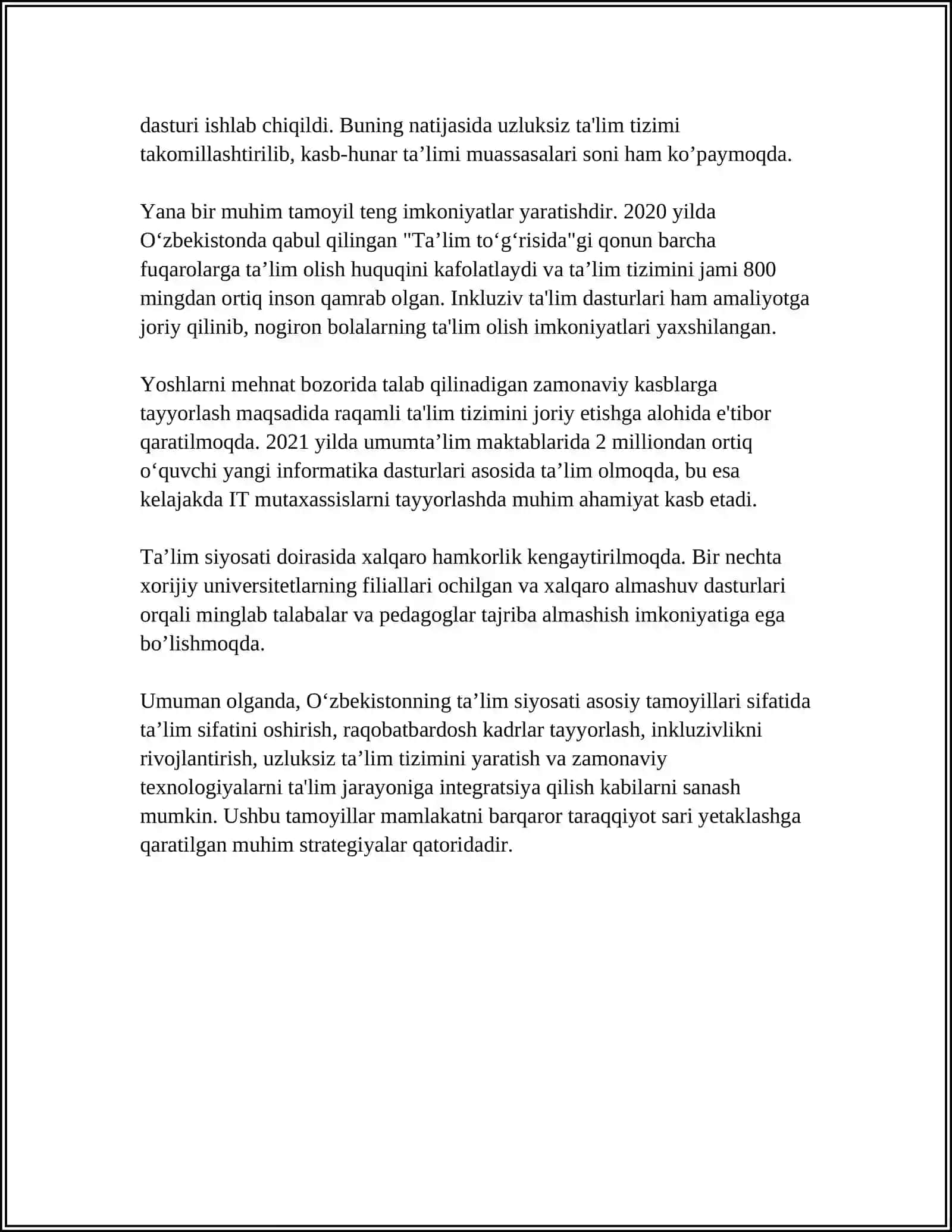 BILIMLENDIRIW TARAWINDAGI MAMLEKET SIYASATININ TIYKARGI PRINCIPLERI 4