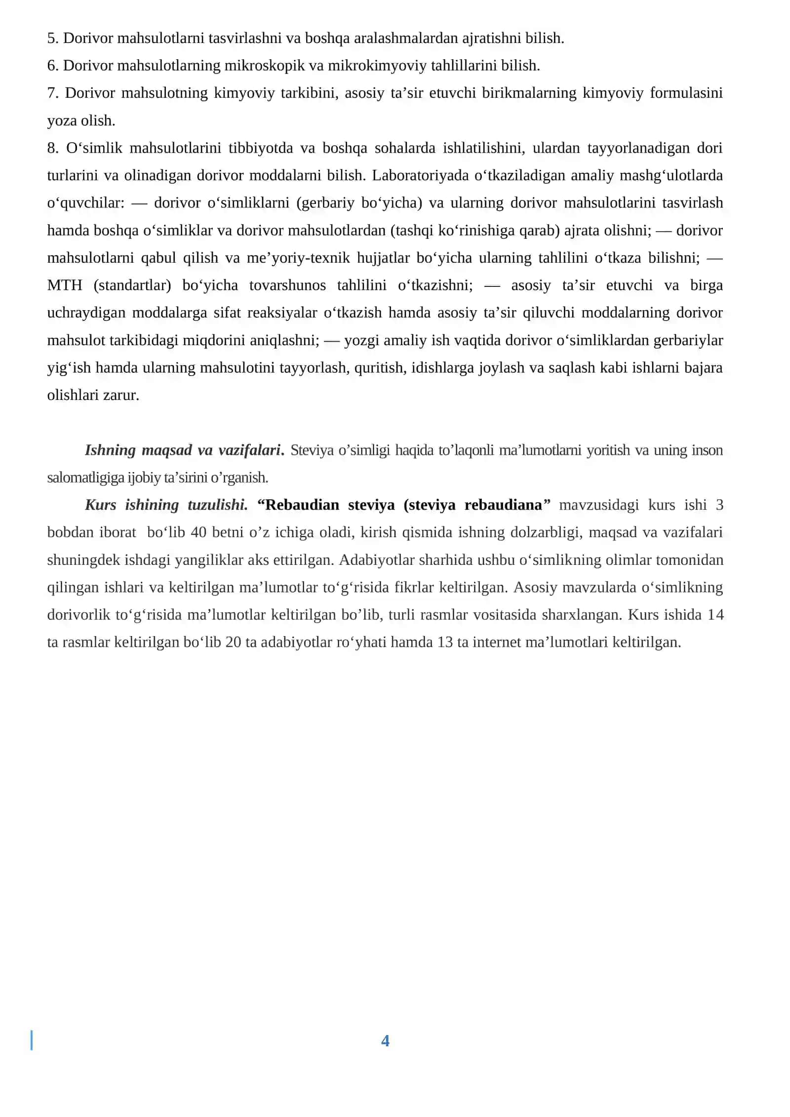 Rebaudian steviya (steviya rebaudiana) – Steviya rebaudiana Bertoni o’simligi ko’chatlarini labaratoriya tahlili 4
