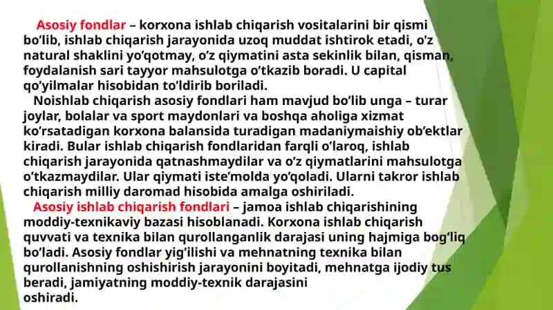 Korxona ning asosiy fondlari va ishlab chiqarish quvvatlari 4