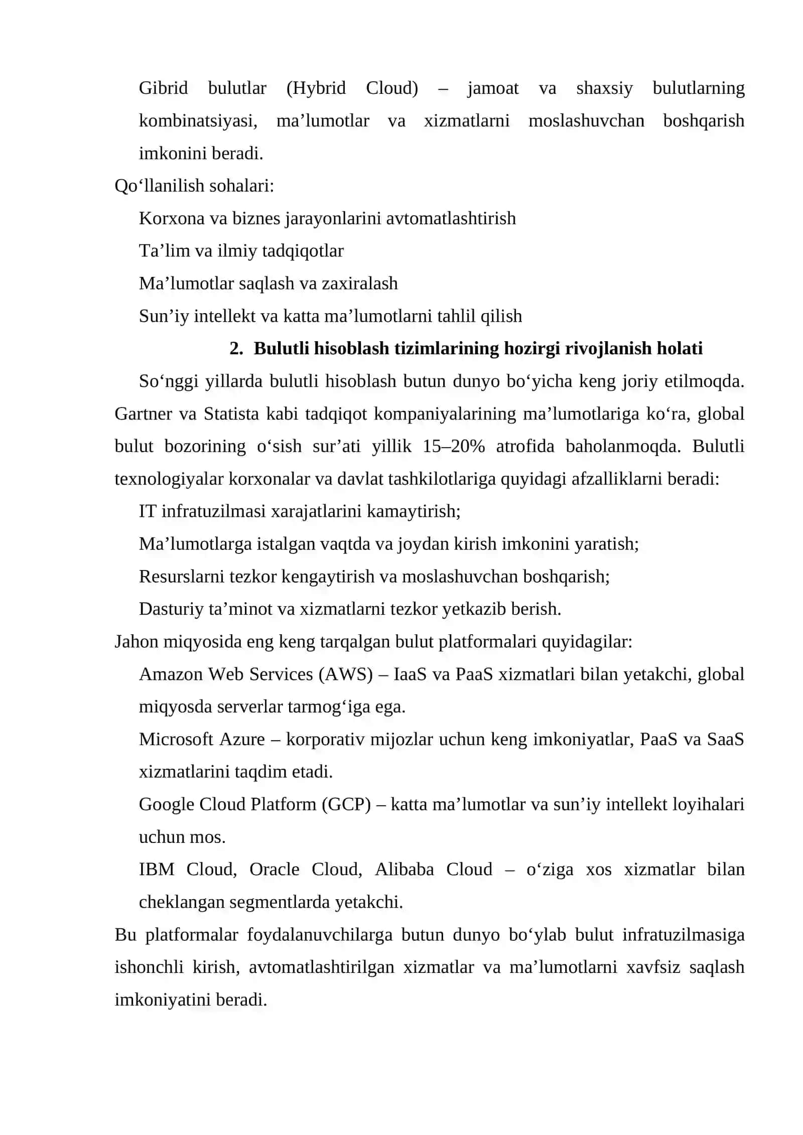Bulutli hisoblash tizimlarining hozirgi rivojlanish holati va tendensiyalari 4