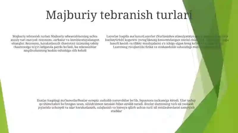Majburiy Tebranishlar. Lazerlar Va Ularning Axboroti 4