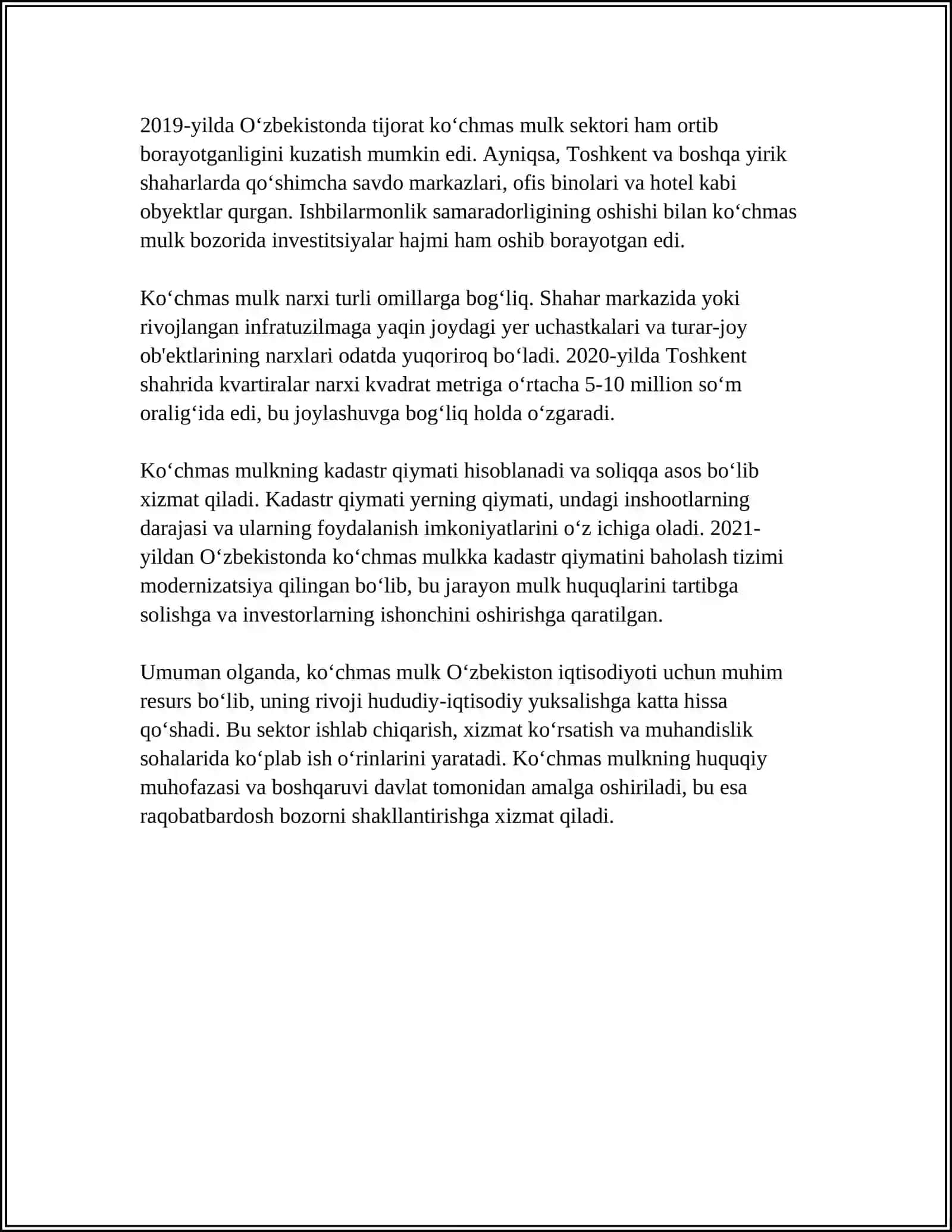 KO‘CHMAS MULK OB’EKTLARINI KLASSIFIKATSIYALASH (TASNIFLASH) TIZIMI 4