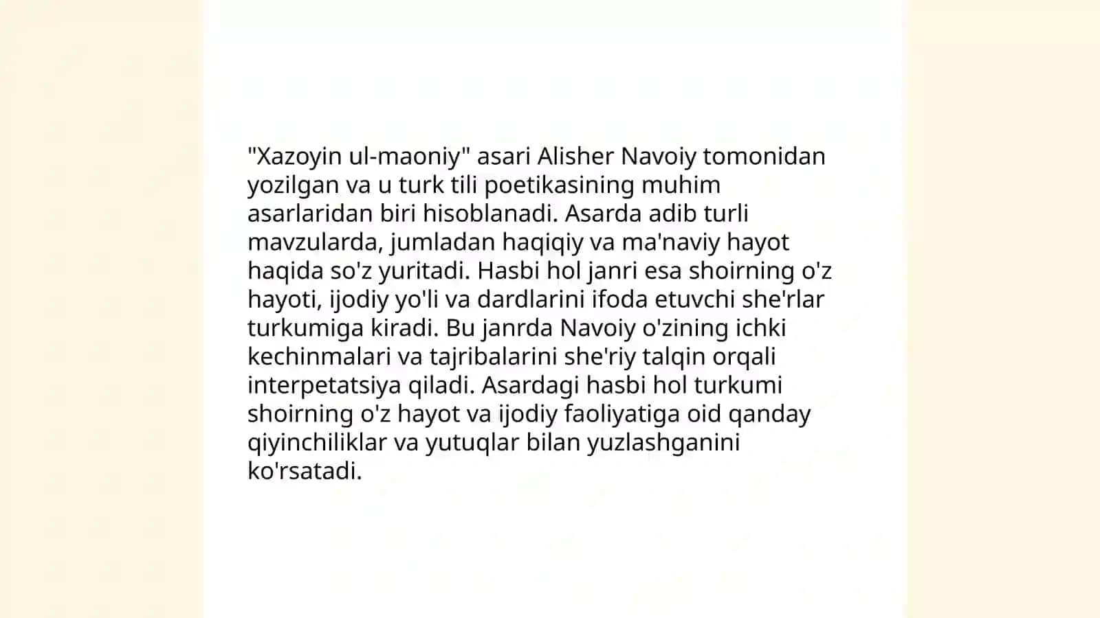 Xazoyin ul-maoniyda hasbi hol turkumidagi ĝazallar tahlili 4