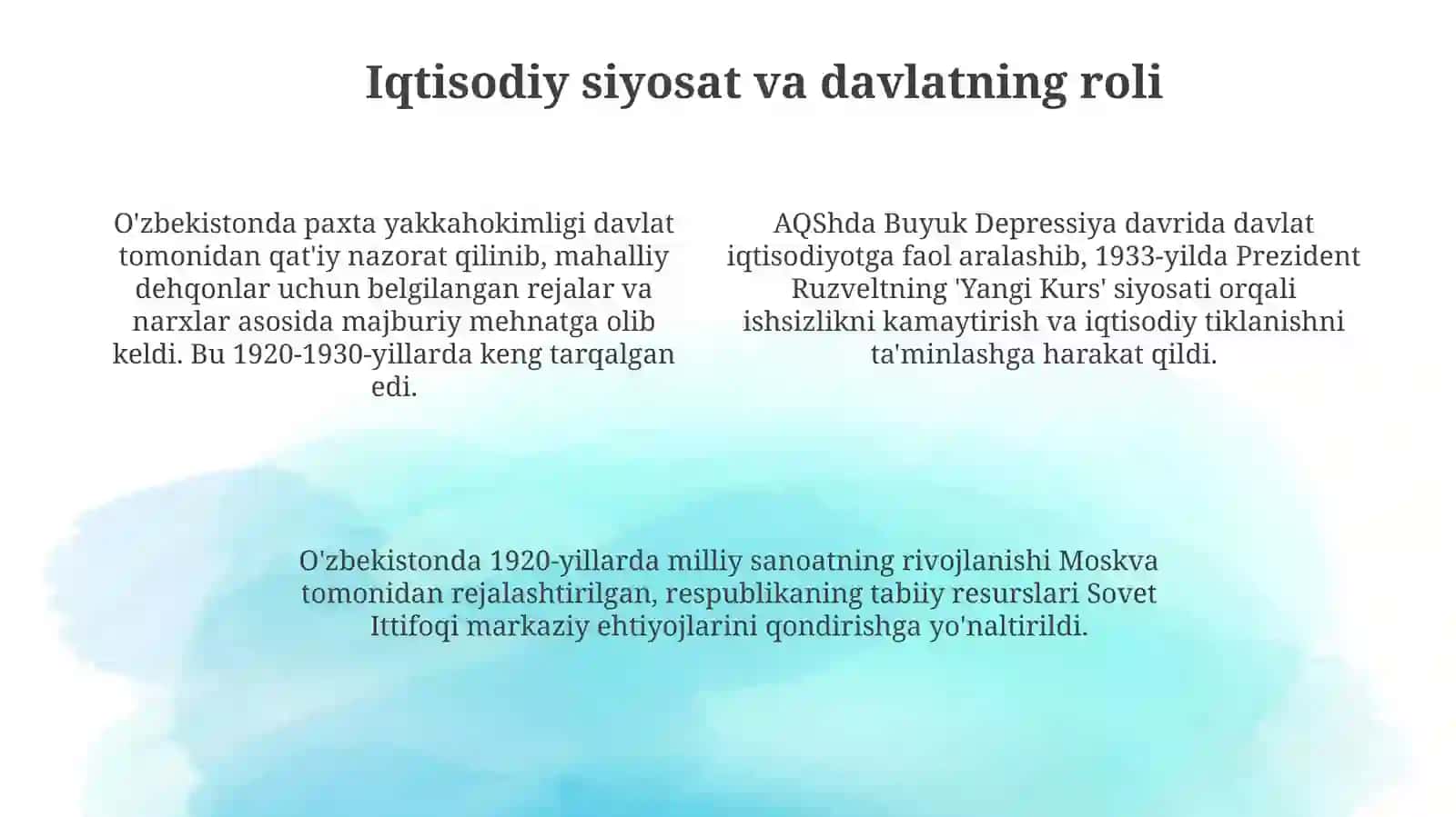 Jahon urushlari oralig’ida O’zbekiston va Amerika Qo’shma Shtatlarida siyosiy hayot 4