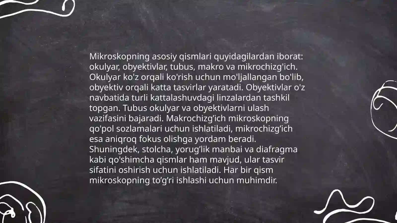 Mikroskop. Miksorkop bilan ishlash qoidasi.Vaqtinchalik preparatlar tayorlash 4