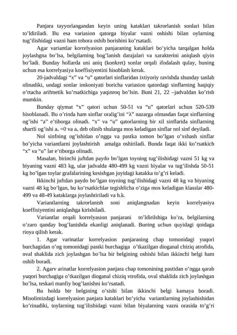 KATTA TANLAMLAR USLUBIDA KORRELYASIYA KOEFFISIYENTINI HISOBLASH 4