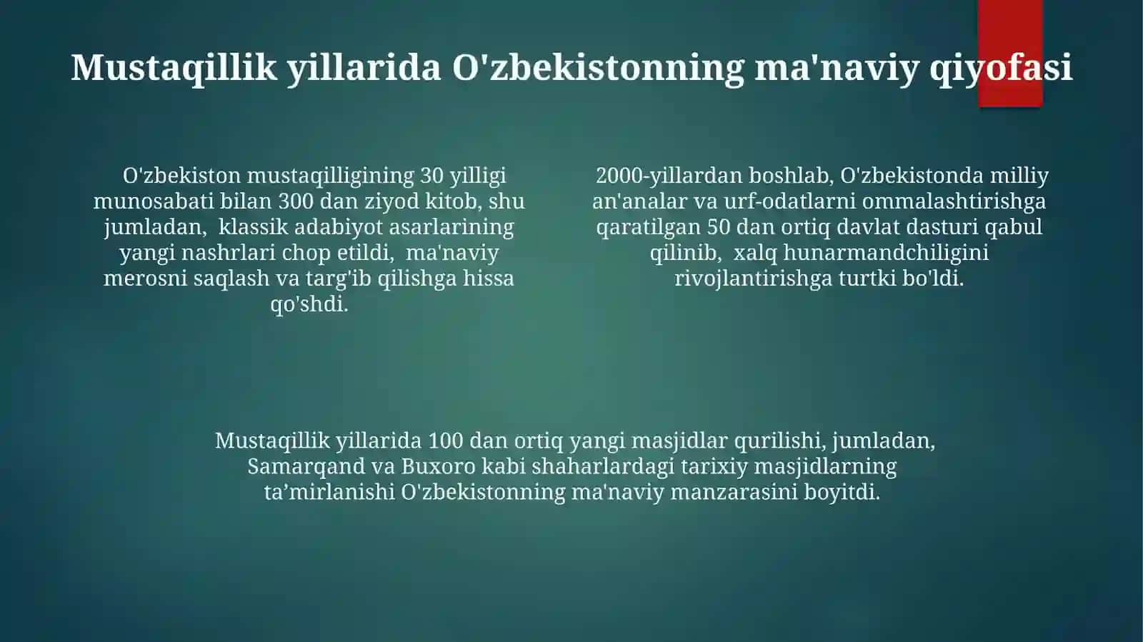 Mustaqillik Yillarida O‘zbekistonning Ma‘naviy Uyg‘onishi 4