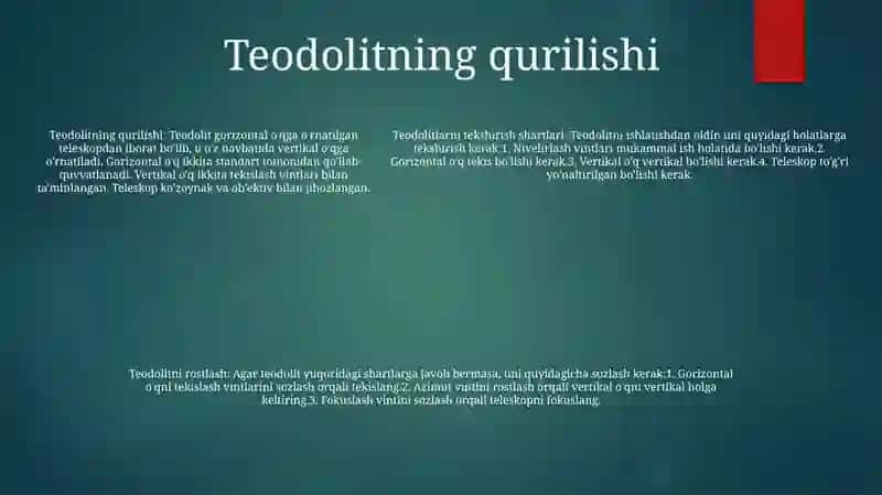 Texnik Teodalitlarni Tekshirish Shartlari Va Sozlash Mini Keys Stadi 4