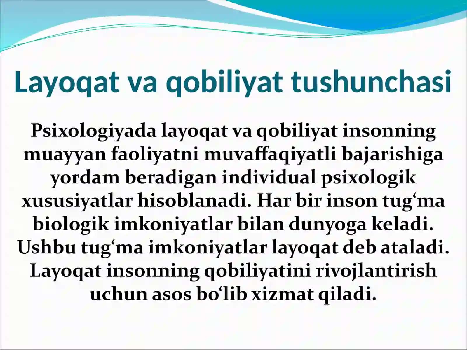 Layoqat va qobiliyat tushunchasi 4