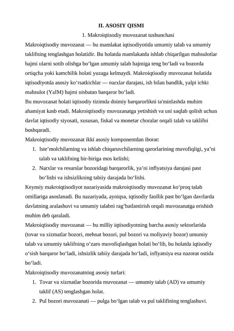 KEYNSNING TOVARLAR VA XIZMATLAR BOZORIDA MAKROIQTISODIY MUVOZANAT BODELI 4