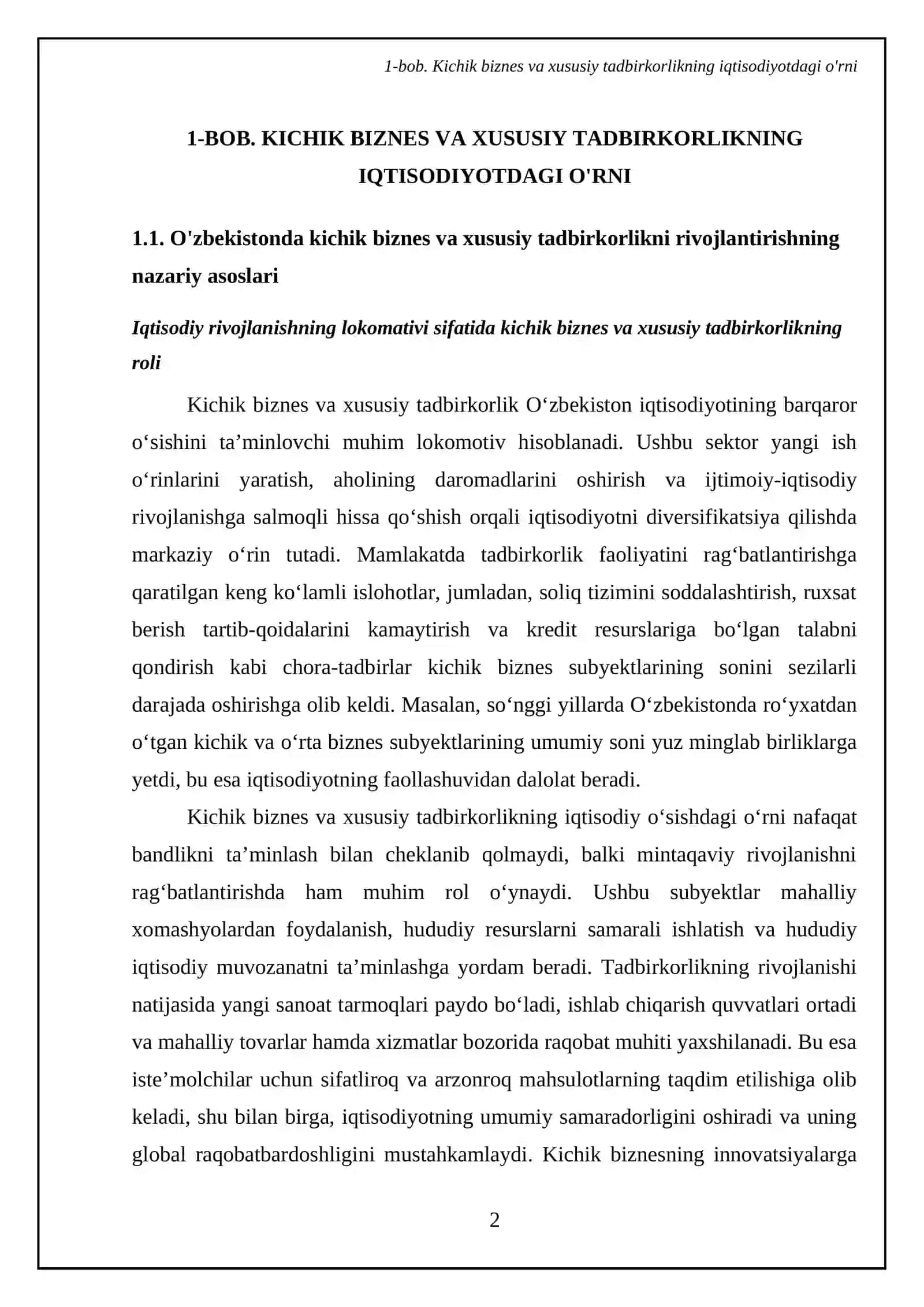 Kichik biznes va xususiy tadbirkorlikni rivojlantirish - islohatlarning muhim ustuvor yonalishi 4