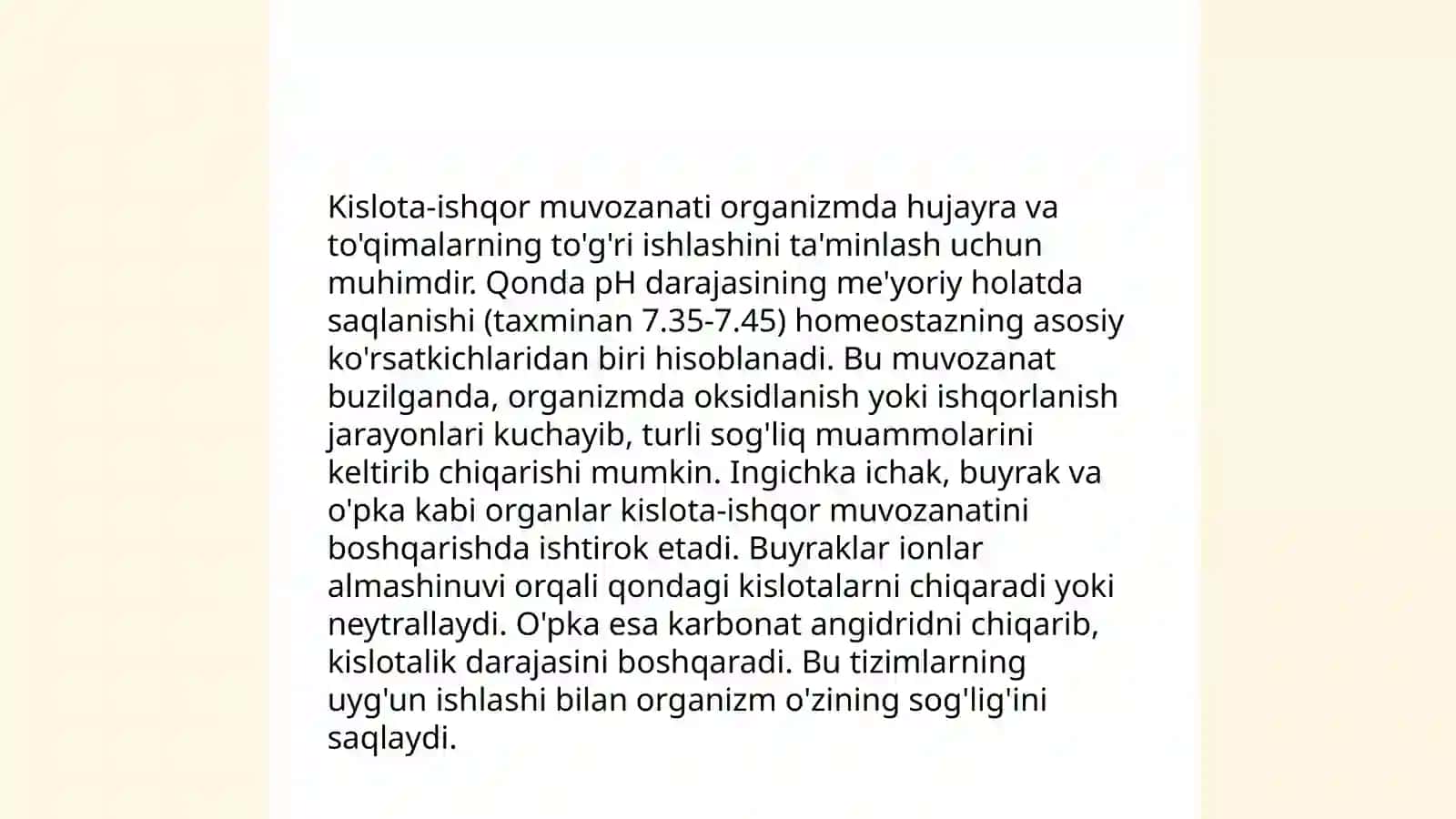 Organizmda kislota-ishqor muvozanati va uning buzilishi 4