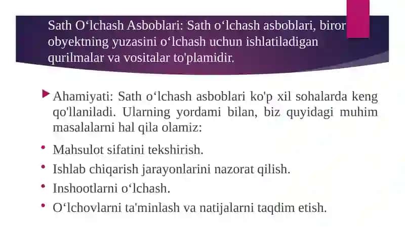 Sath o‘lchash asboblari 4