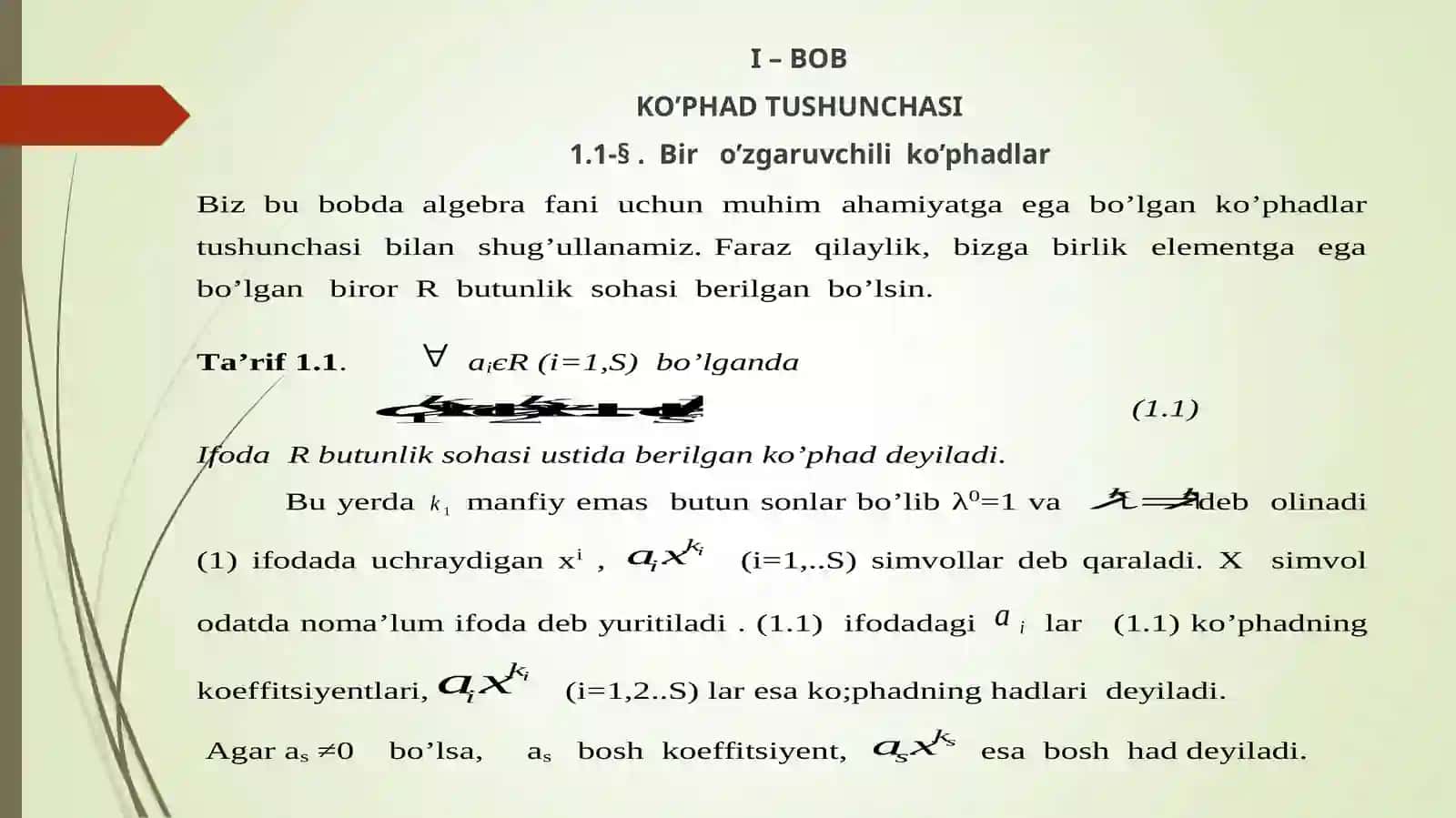 Algebra va sonlar nazariyasi fanidan “Ko’p argumentli ko’phadni normal ifodasi. Ko’p argumentli ko’phad birhadining darajasi” mavzudagi KURS ISHI 4