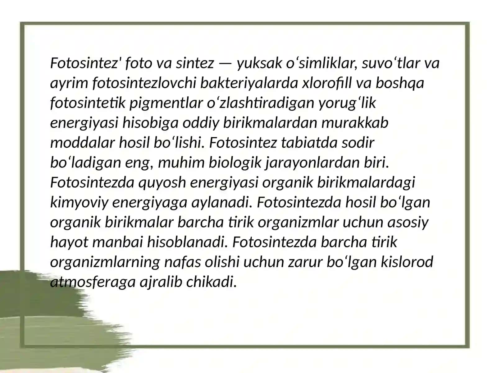 Fotosintez birligi va 2ta fotosistemaning faoliyati 4