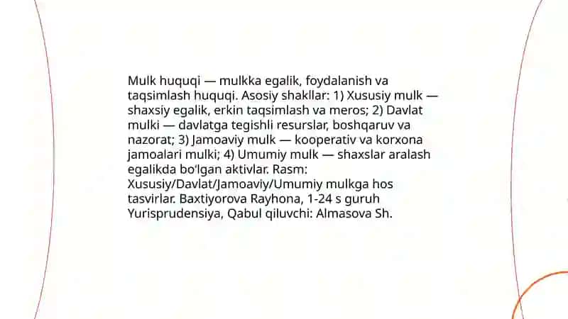 Mulk huquqining shakllari 4