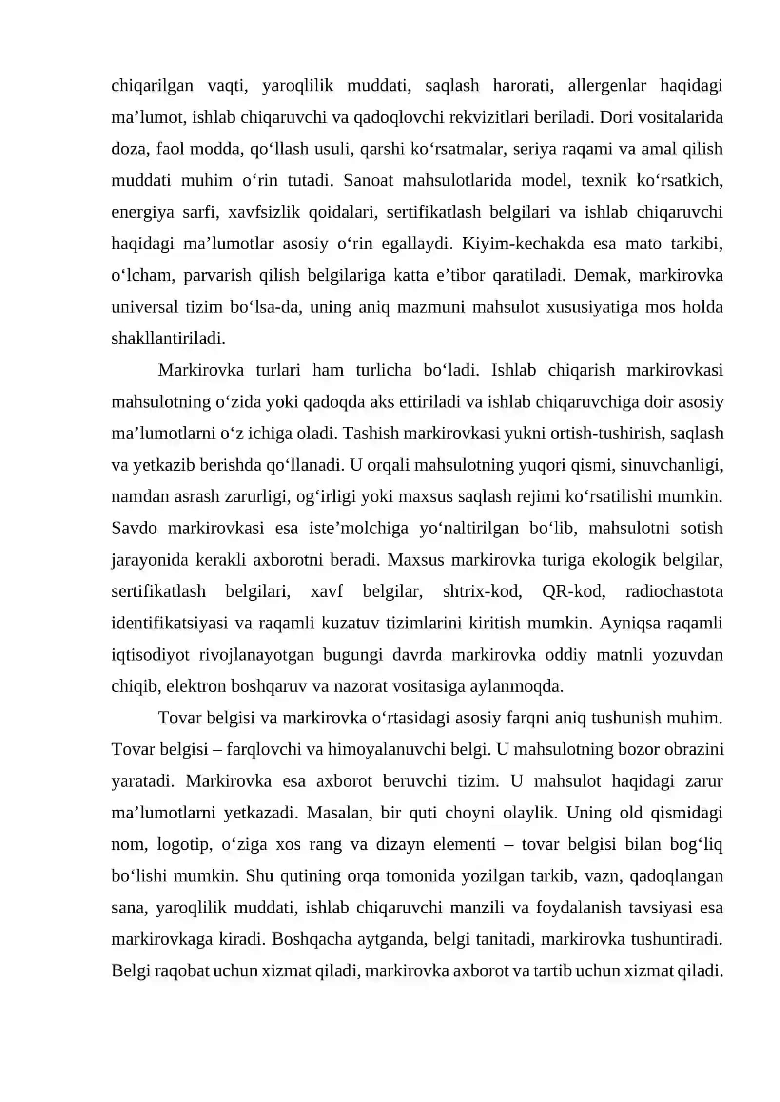 Tovar belgisi va markirovkasi 4