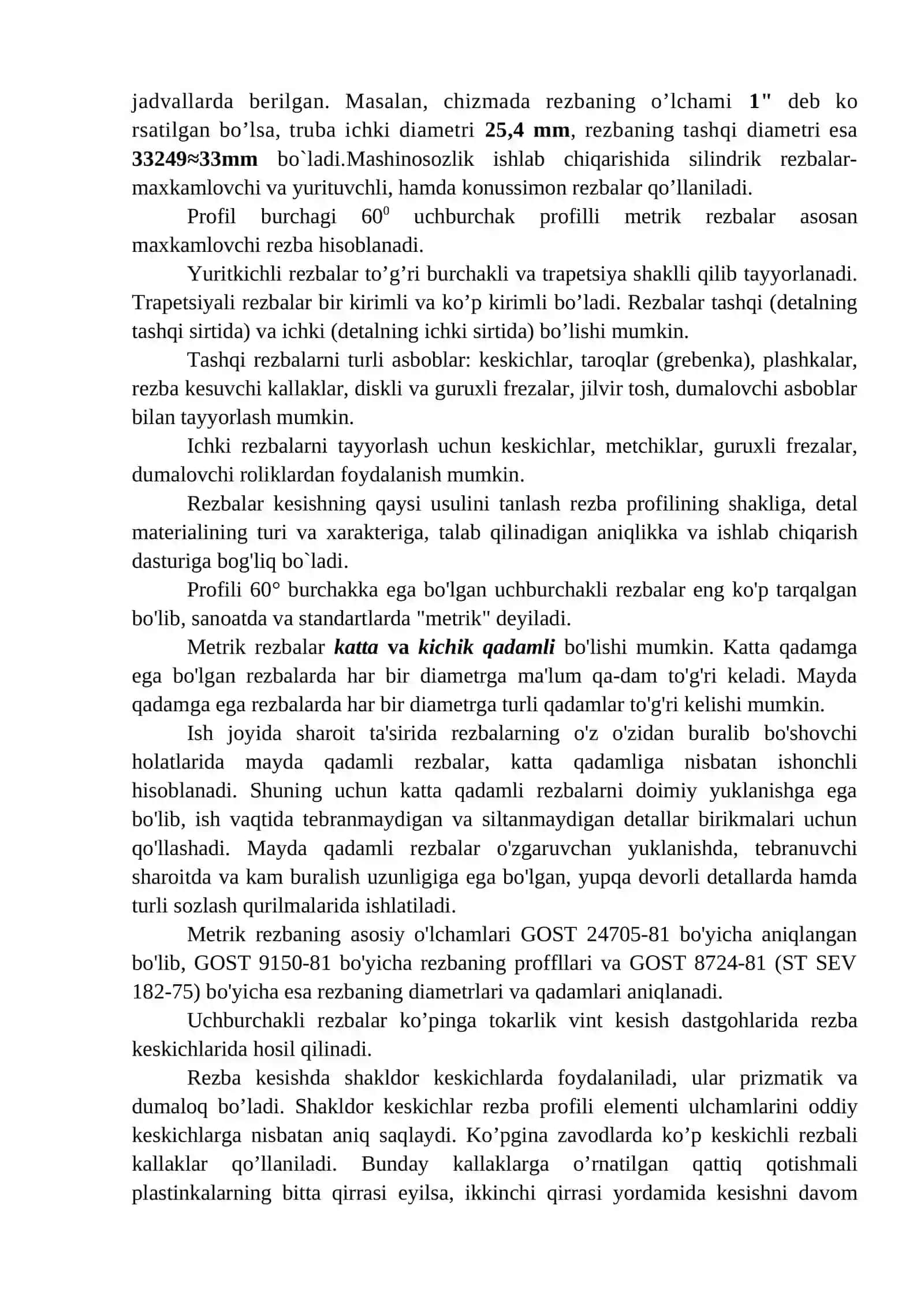 Rezba turlari va rezba ochish usullari 4