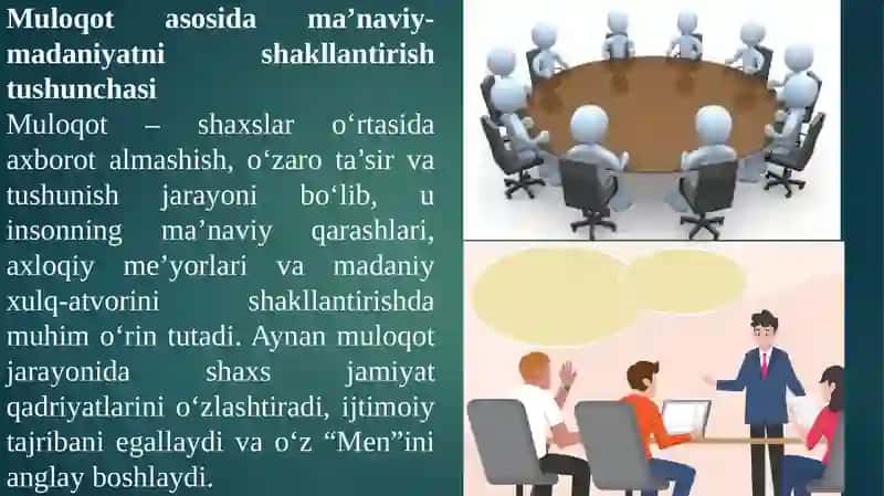 Muloqot asosida ma'naviy ma'daniyatni shakillantirish mezonlari va omillari. 4