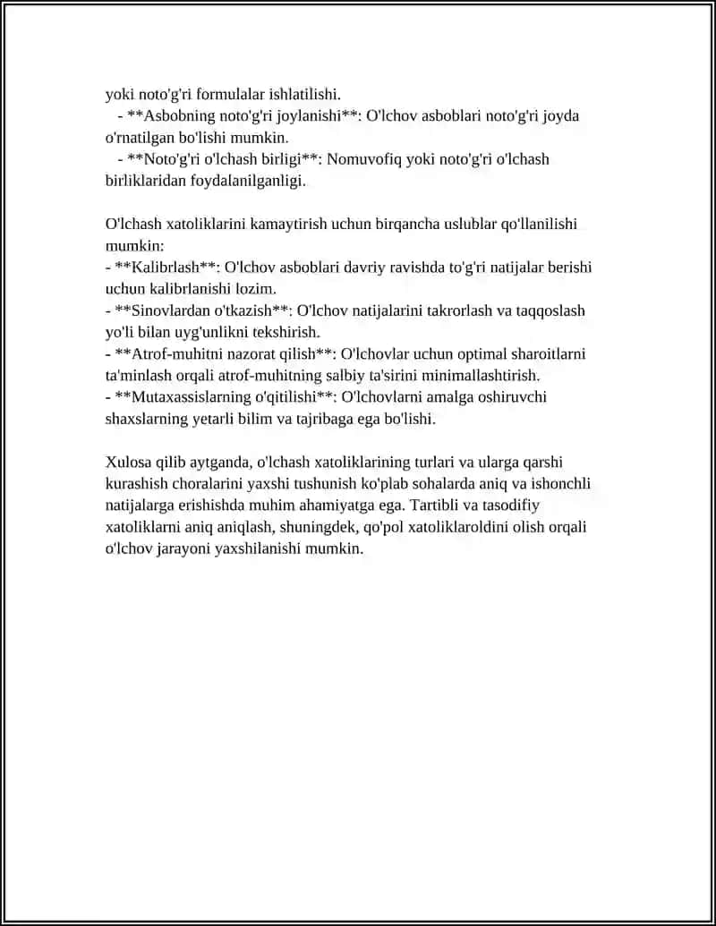Oʻlchash xatoliklarini tabaqalash 4