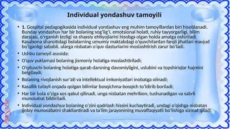 Gospitalpedagogikaning asosiy tamoyillari 4