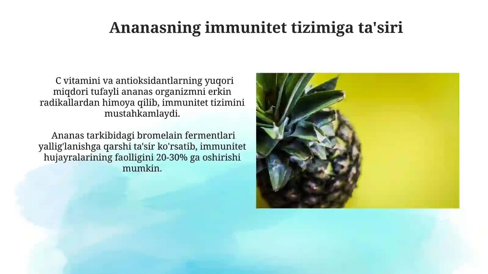 Ananas o'simligining shifobaxshligi va tarkibi 4