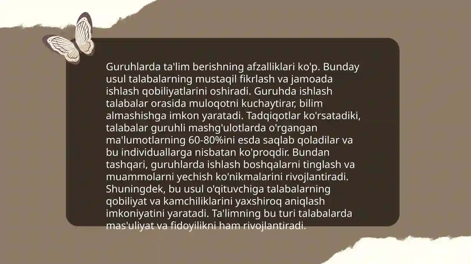 Pedagogik ta'sir ko'rsatishning individual va guruhli shakillari 4