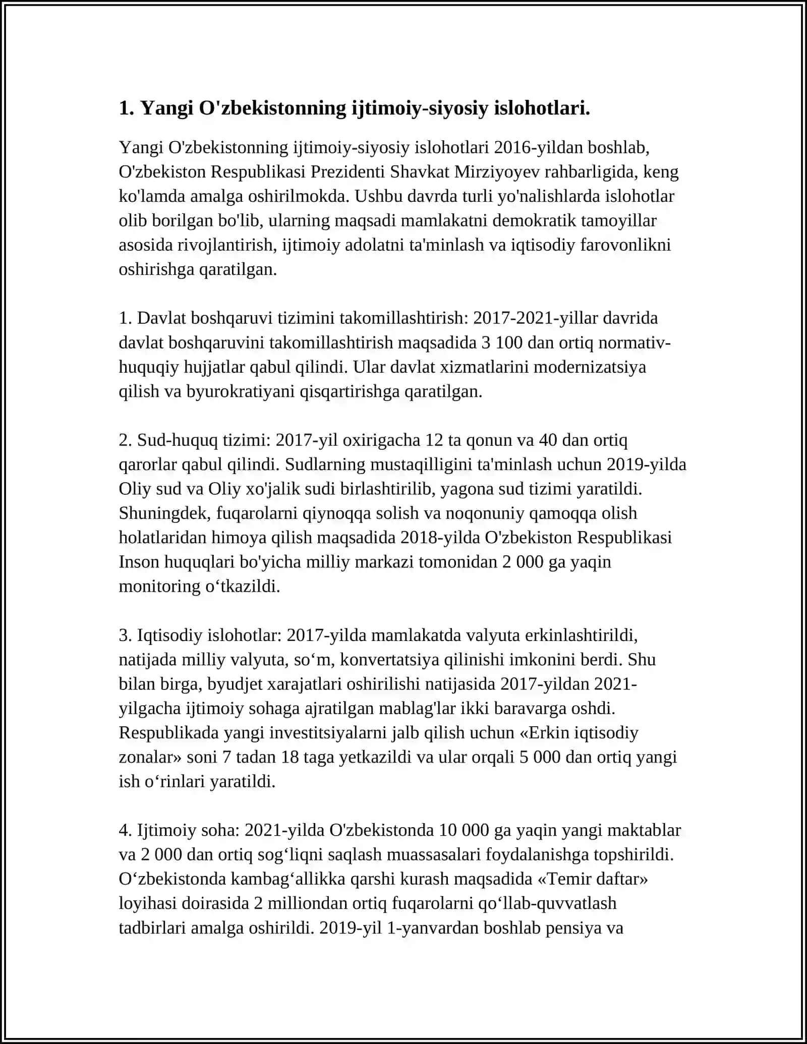 YANGI OZBEKISTON IJTIMOIY-SIYOSIY IQDISODIY VA MADANIY HAYOTIDA ROY BERAYOTGAN OZGARISHLARNING XALQARO REYTING VA INDEKSLARDA AKS ETISHI 4