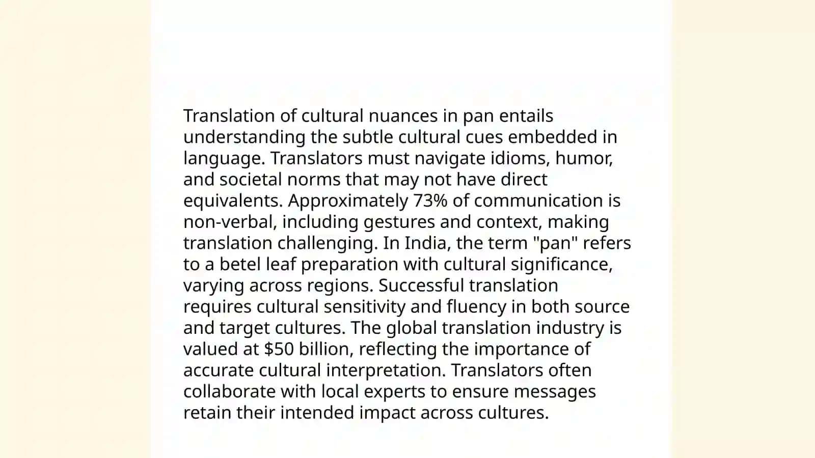 Plan: 1. Translation Techniques for Pan 4
