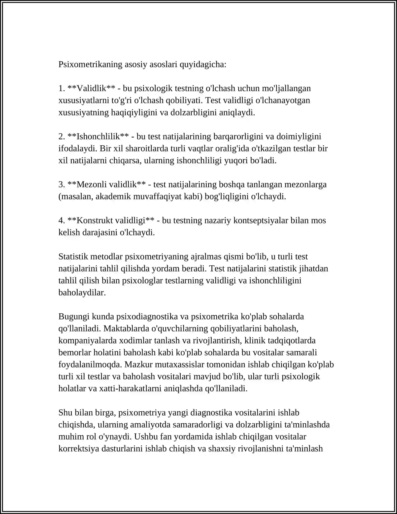 PSIXODIAGNOSTIKANING PSIXOMETRIK ASOSLARI 4