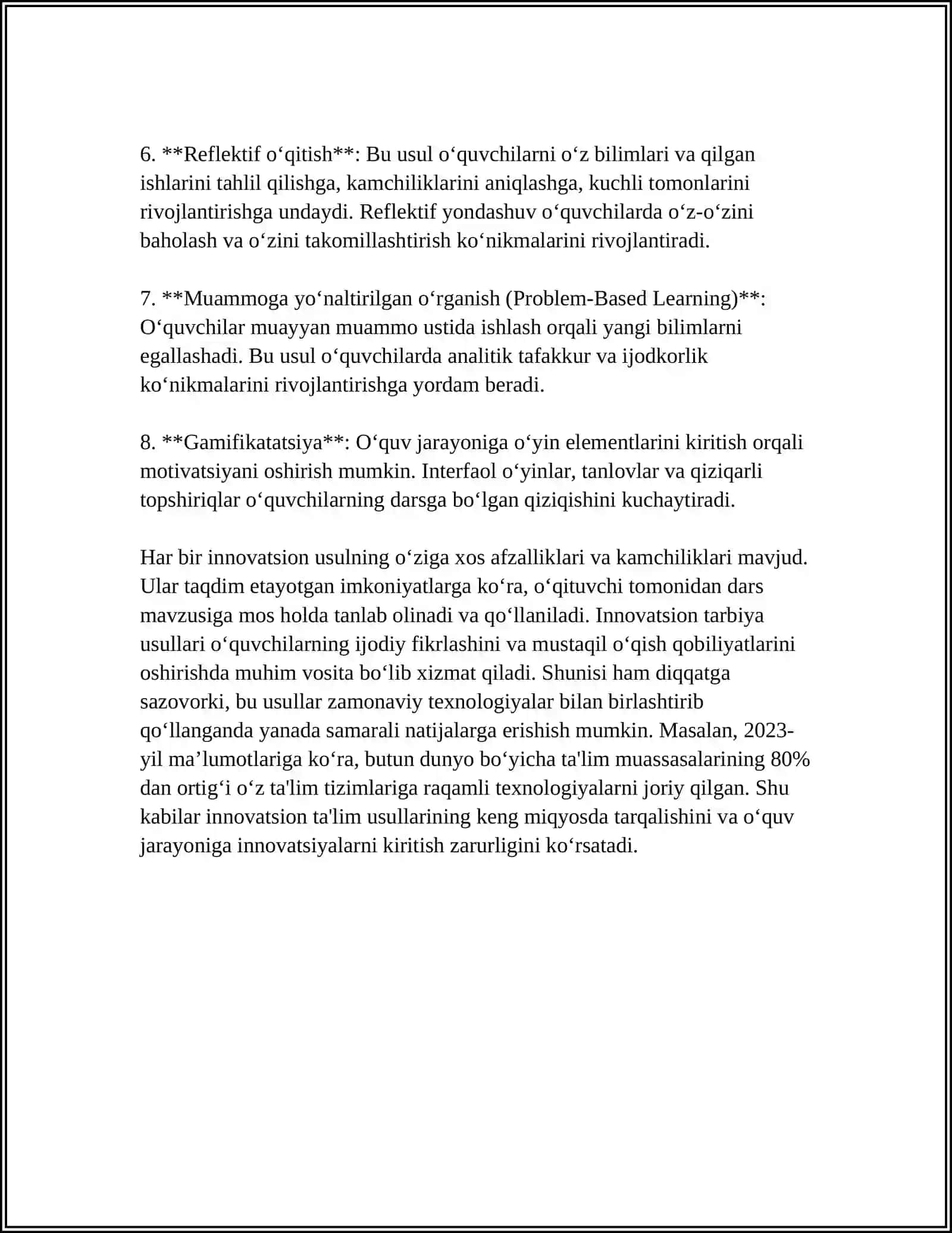 ZAMONAVIY PEDAGOGIKADA TARBIYA METODLARI VA SHAKLLARI 4