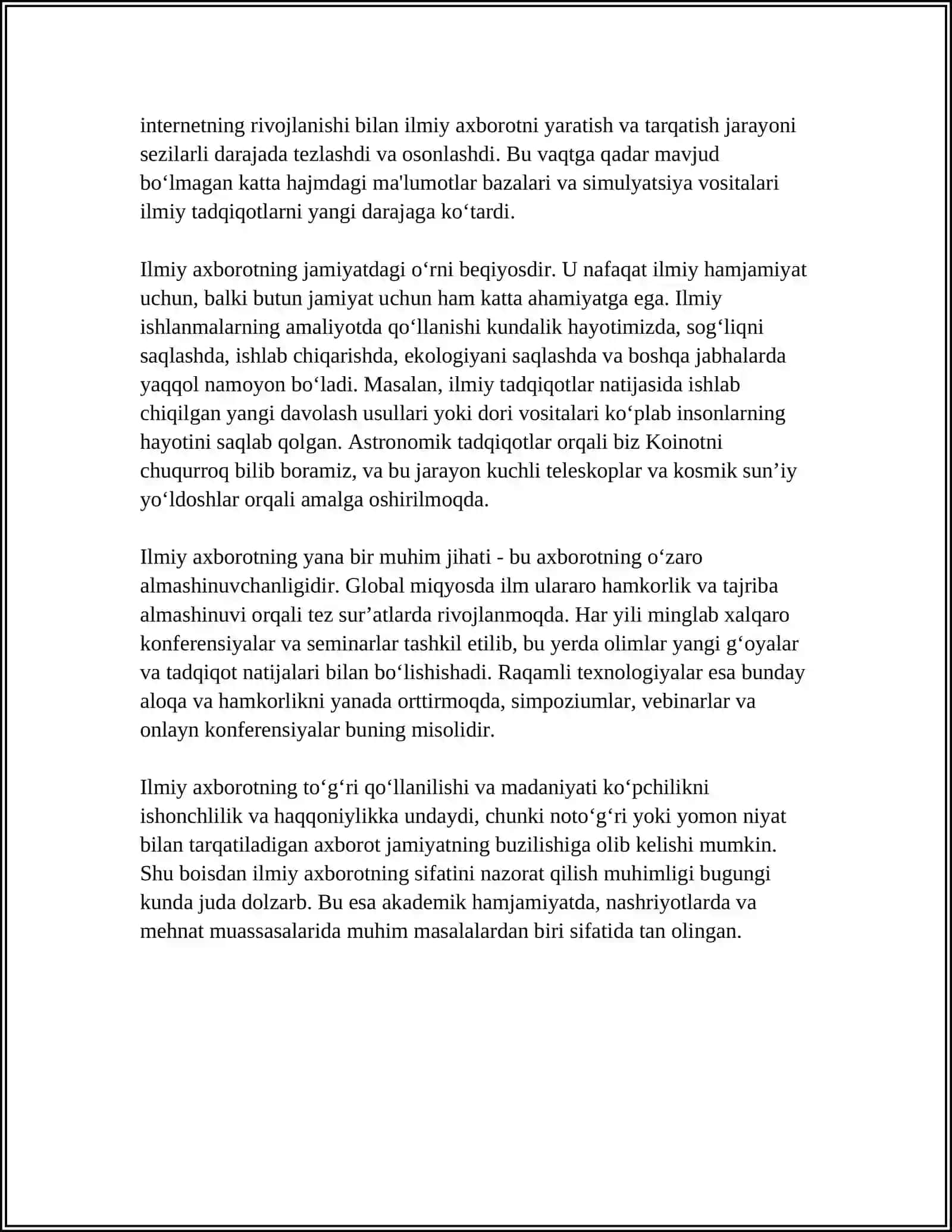 REFERAT ILMIY AXBOROTNING MAXSUS JANRI SIFATIDA 4