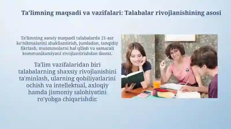 Talabalar jamoasi: Ta'limiy-tarbiyaviy yaxlit tizim 4