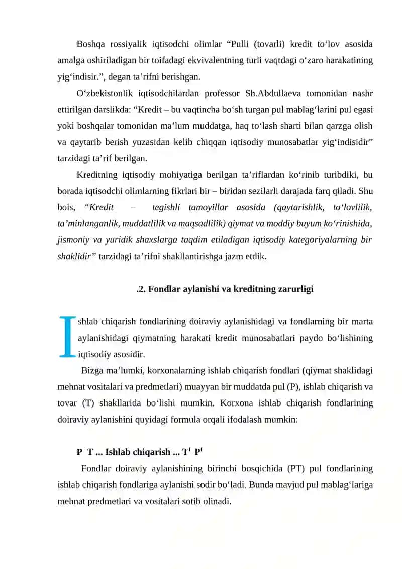 Kreditning zarurligi, funksiyalari, turlari va shakllari 4