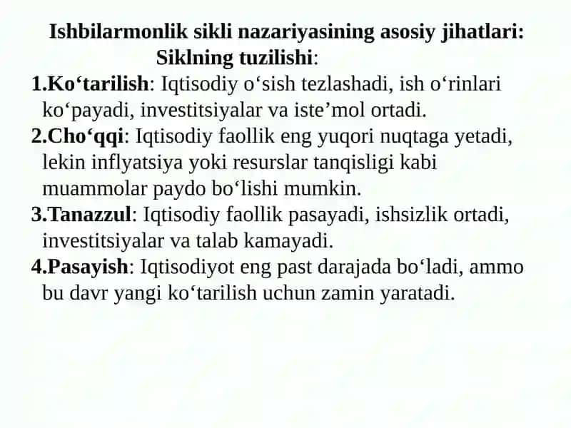 Ishbilarmonlik sikli nazariyasi. Uzoq muddatli iqtisodiy o‘sish 4