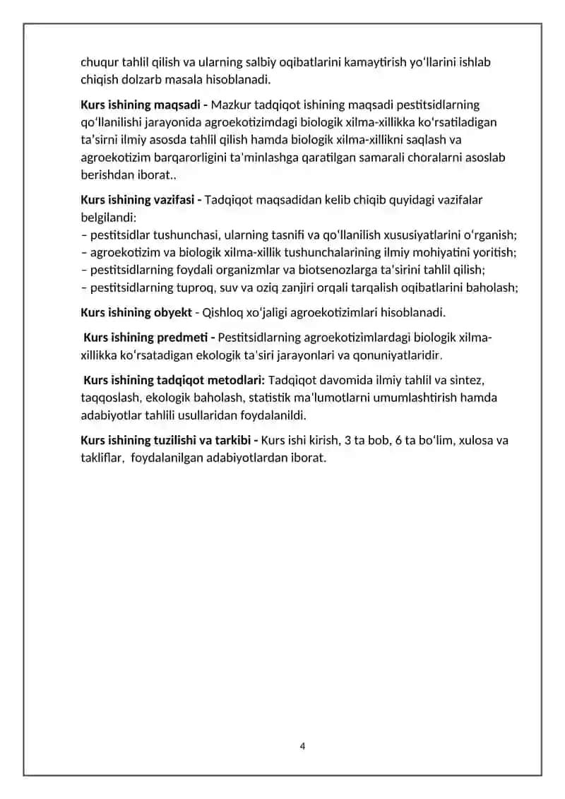 Pestitsidlar qo’llanilishi va agroekotizmdagi bialogik xilma-xillikga ta’siri 4