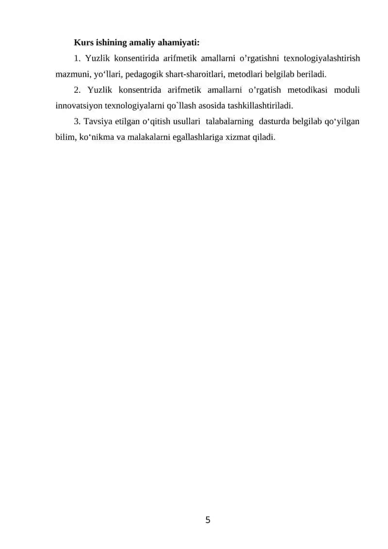 YUZLIK KONSENTRIDA ARIFMETIK AMALLARNI ÒRAGATISH METODIKASI 4