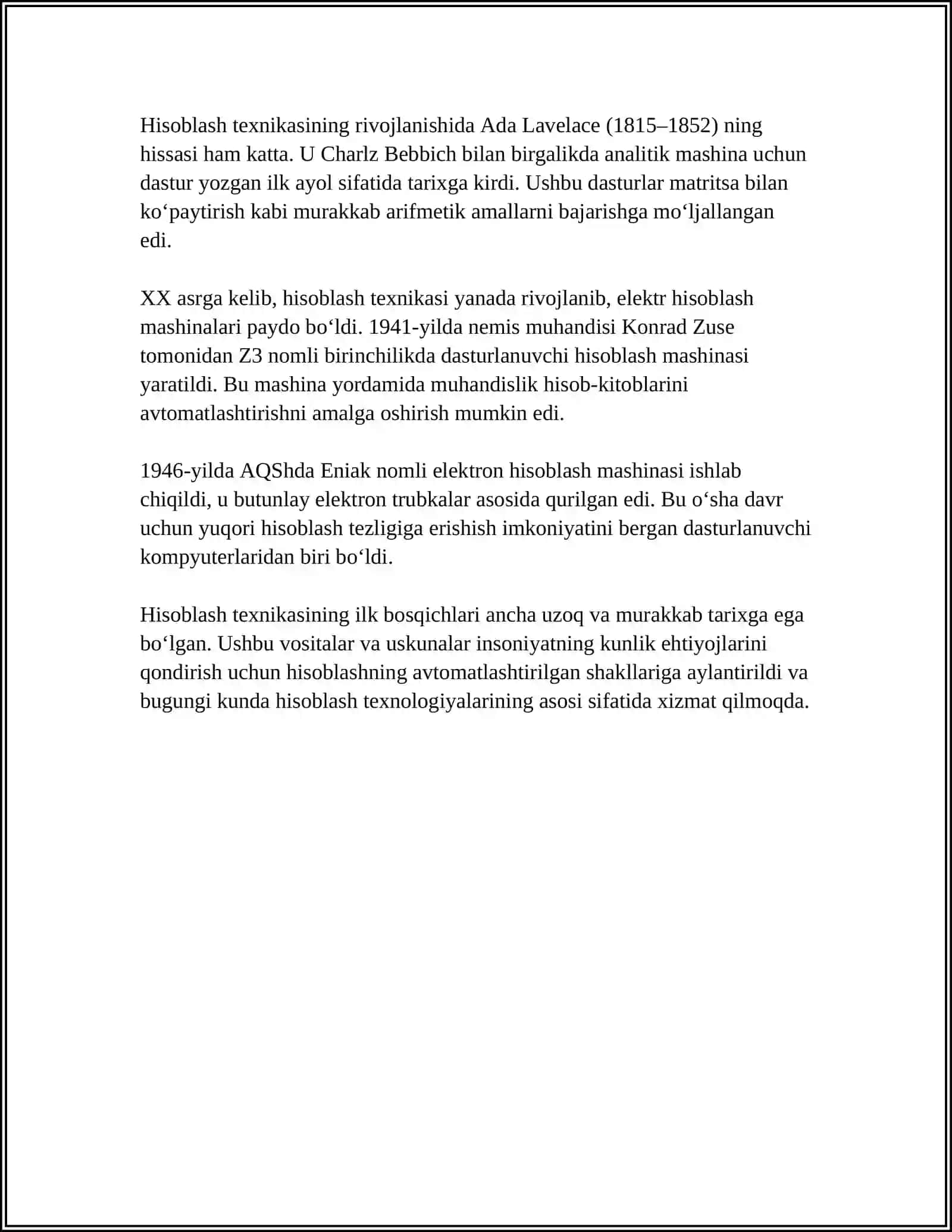 HISOBLASH TEXNIKASI RIVOJLANISH TARIXI VA AVLODLARI HAQIDA 4