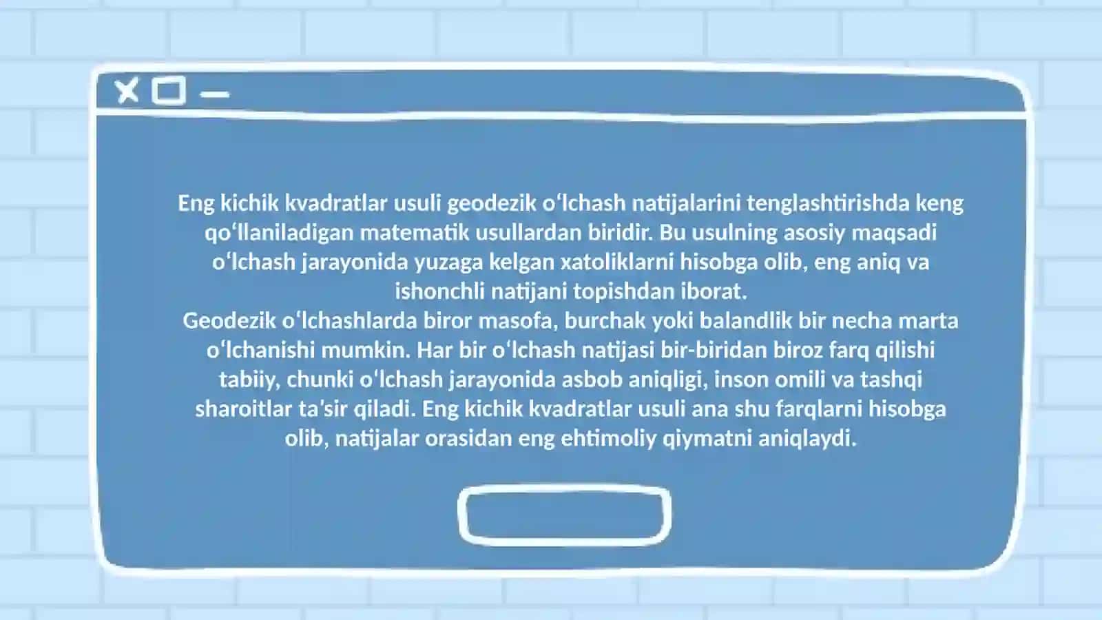 Ko‘prik va yo‘l inshootlarida geodezik o‘lchash natijalarini tenglashtirish usullari 4