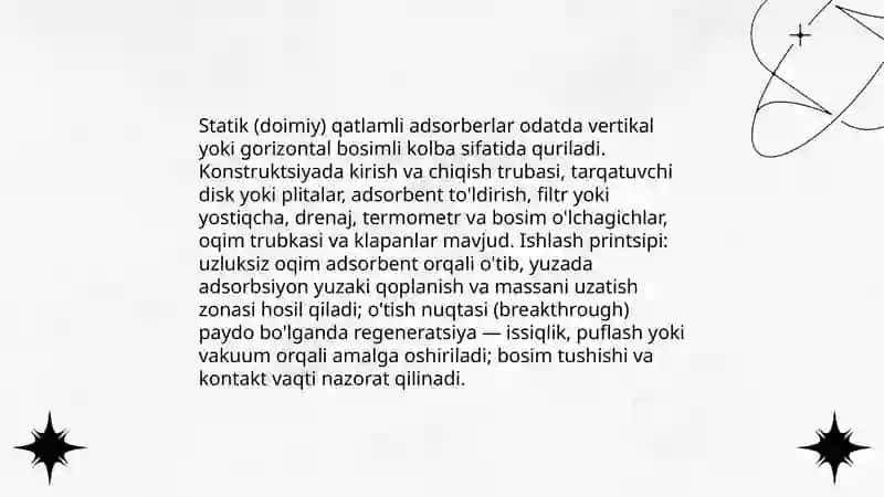 Adsorberlar konstruktsiyalari. Nasadkalar turlari 4