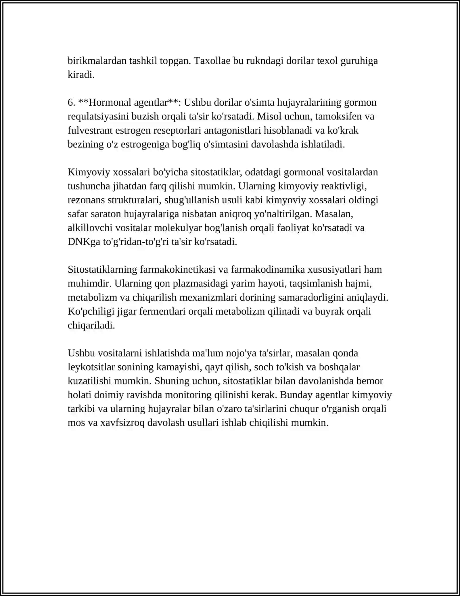 SITOSTATIK VA SITOTOKSINLAR TUZILISHI MOHIYATI VA QOLLANILISHI 4