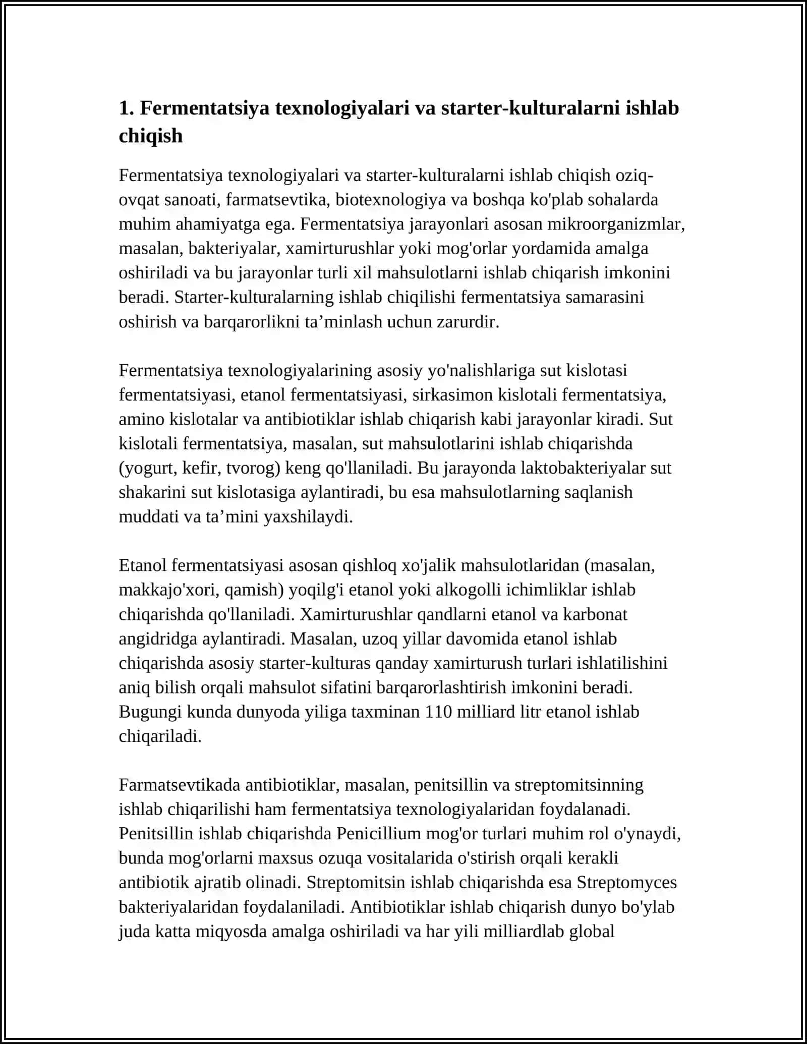 OZUQA MAHSULOTLARI VA ICHIMLIK ISHLAB CHIQARISH BIOTEXNOLOGIYASI 4